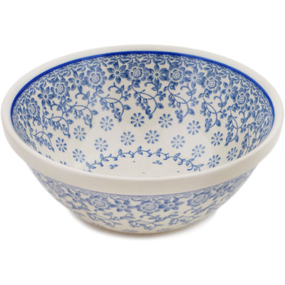 Polish Pottery Bowl 6&quot; Denim Garden