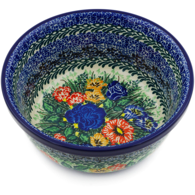 Polish Pottery Bowl 6&quot; Divine Meadow UNIKAT