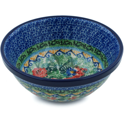 Polish Pottery Bowl 6&quot; Divine Meadow UNIKAT