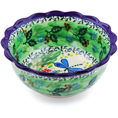Polish Pottery Bowl 6&quot; Dragonfly Bounty UNIKAT