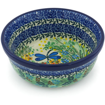 Polish Pottery Bowl 6&quot; Dragonfly Bounty UNIKAT