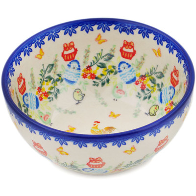 Polish Pottery Bowl 6&quot; Easter Basket Galore UNIKAT