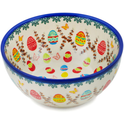 Polish Pottery Bowl 6&quot; Easter Butterflies UNIKAT