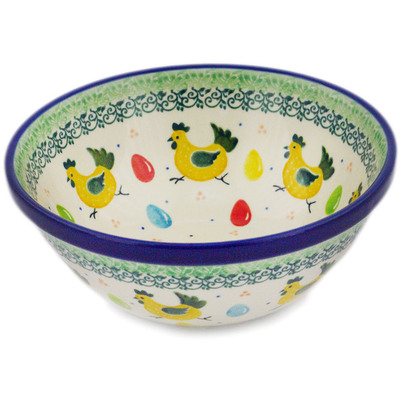Polish Pottery Bowl 6&quot; Egg Hunt