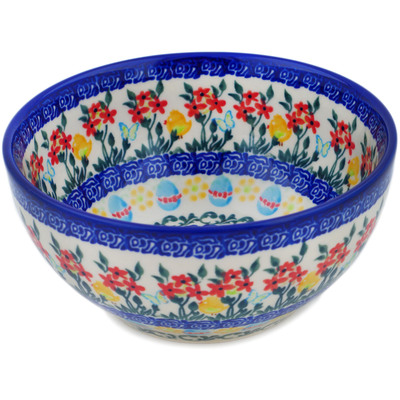 Polish Pottery Bowl 6&quot; Egg Hunt UNIKAT