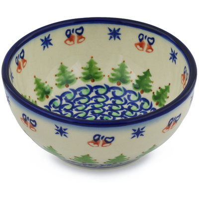 Polish Pottery Bowl 6&quot; Evergreen Bells