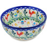 Polish Pottery Bowl 6&quot; Feathered Friends UNIKAT