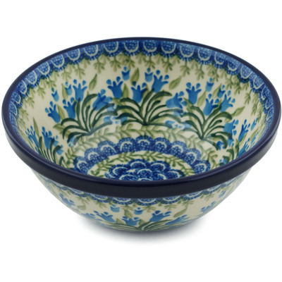 Polish Pottery Bowl 6&quot; Feathery Bluebells