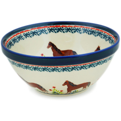 Polish Pottery Bowl 6&quot; Field Horse