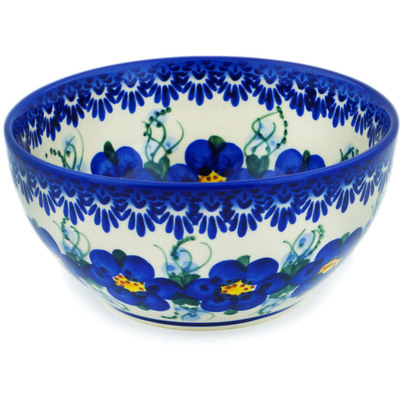 Polish Pottery Bowl 6&quot; Field Of Blue UNIKAT