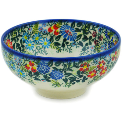 Polish Pottery Bowl 6&quot; Floral Abundance UNIKAT