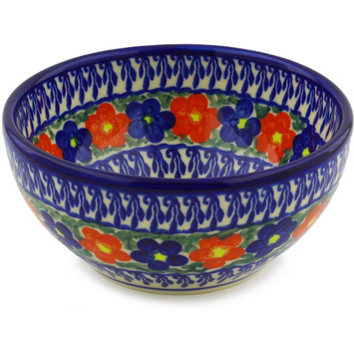 Polish Pottery Bowl 6&quot; Floral Burst