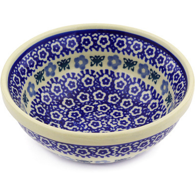 Polish Pottery Bowl 6&quot; Floral Butterfly