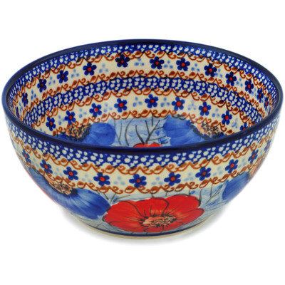 Polish Pottery Bowl 6&quot; Floral Gem UNIKAT
