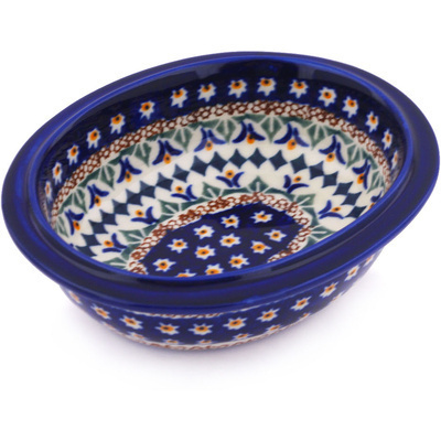Polish Pottery Bowl 6&quot; Floral Peacock UNIKAT
