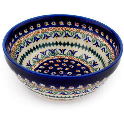 Polish Pottery Bowl 6&quot; Floral Peacock UNIKAT
