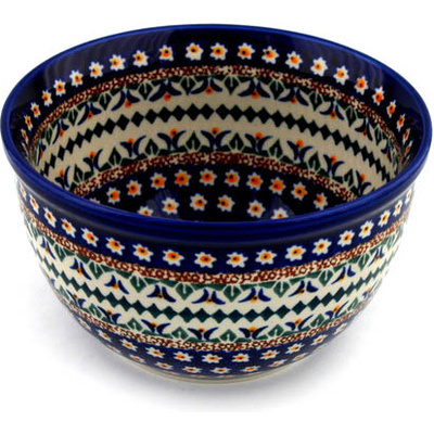 Polish Pottery Bowl 6&quot; Floral Peacock UNIKAT