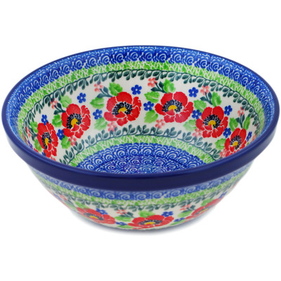 Polish Pottery Bowl 6&quot; Flourishing Flowers