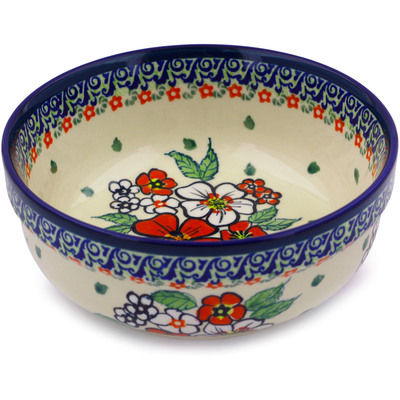 Polish Pottery Bowl 6&quot; Flower Heaven UNIKAT