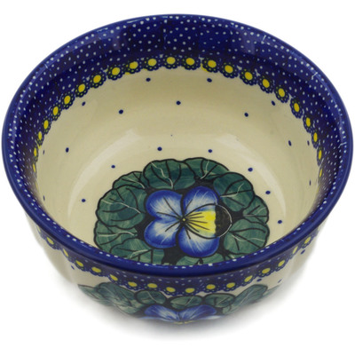 Polish Pottery Bowl 6&quot; Flower In The Grass UNIKAT