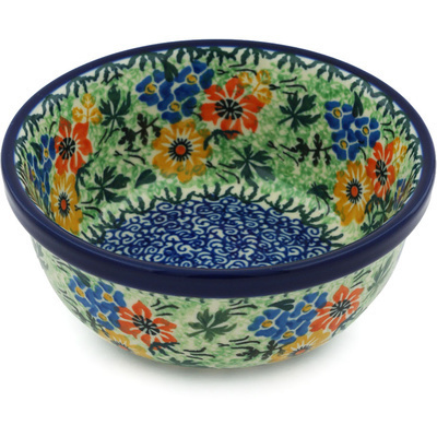 Polish Pottery Bowl 6&quot; Flower Melody UNIKAT