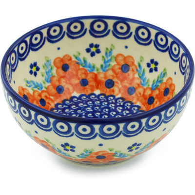 Polish Pottery Bowl 6&quot; Flower Star