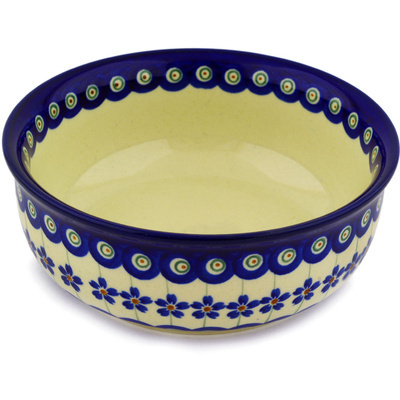 Polish Pottery Bowl 6&quot; Flowering Peacock
