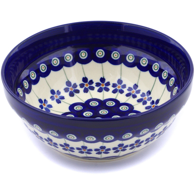 Polish Pottery Bowl 6&quot; Flowering Peacock