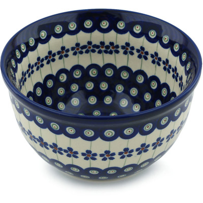 Polish Pottery Bowl 6&quot; Flowering Peacock