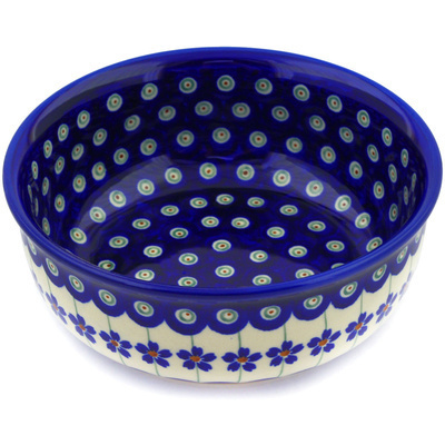 Polish Pottery Bowl 6&quot; Flowering Peacock