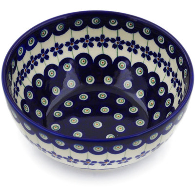 Polish Pottery Bowl 6&quot; Flowering Peacock