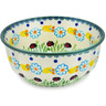 Polish Pottery Bowl 6&quot; Flowers And Ladybugs