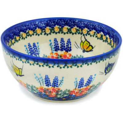 Polish Pottery Bowl 6&quot; Flutters In The Wind UNIKAT