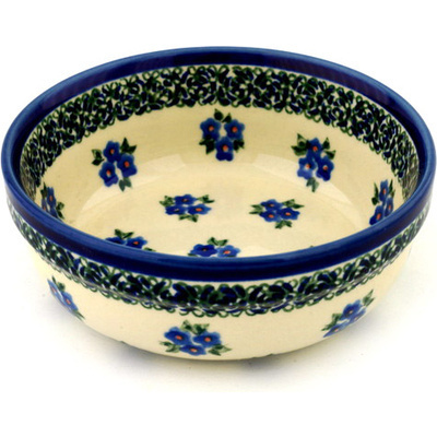 Polish Pottery Bowl 6&quot; Forget Me Not Dots