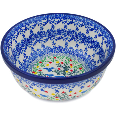 Polish Pottery Bowl 6&quot; Free Flock UNIKAT