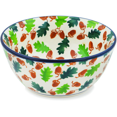 Polish Pottery Bowl 6&quot; Frenzy Of Acorns