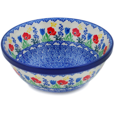 Polish Pottery Bowl 6&quot; Front Yard Blooms