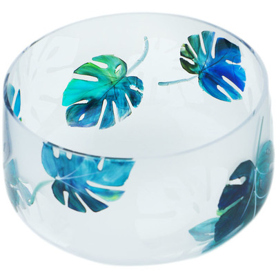 Glass Bowl 6&quot; Frosty Leaves