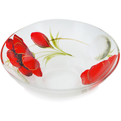Glass Bowl 6&quot; Frosty Poppies
