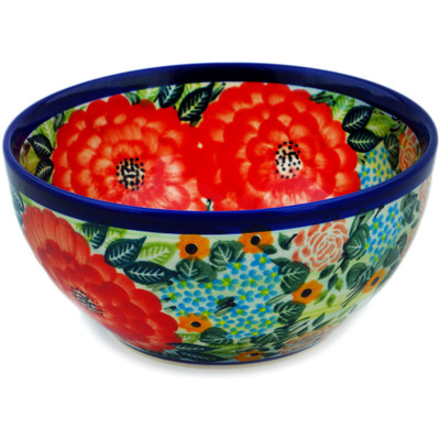 Polish Pottery Bowl 6&quot; Garden Heaven UNIKAT