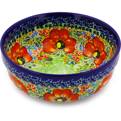 Polish Pottery Bowl 6&quot; Garden Meadow UNIKAT