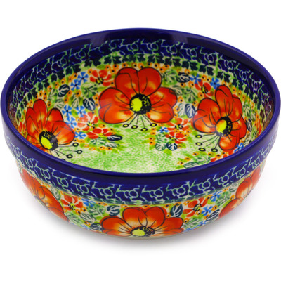 Polish Pottery Bowl 6&quot; Garden Meadow UNIKAT