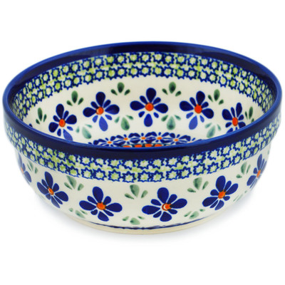 Polish Pottery Bowl 6&quot; Gingham Flowers