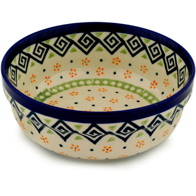 Polish Pottery Bowl 6&quot; Greek Daisies