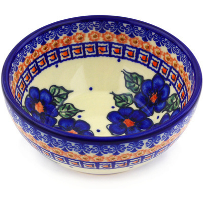 Polish Pottery Bowl 6&quot; Greek Poppies