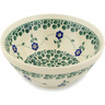 Polish Pottery Bowl 6&quot; Green Bubbles