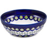 Polish Pottery Bowl 6" Green Laurel Peacock