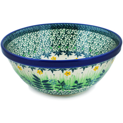 Polish Pottery Bowl 6&quot; Green Tranquility UNIKAT