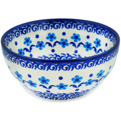 Polish Pottery Bowl 6&quot; Happy Blue Meadow