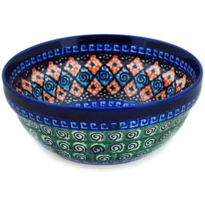 Polish Pottery Bowl 6&quot; Harlequin UNIKAT